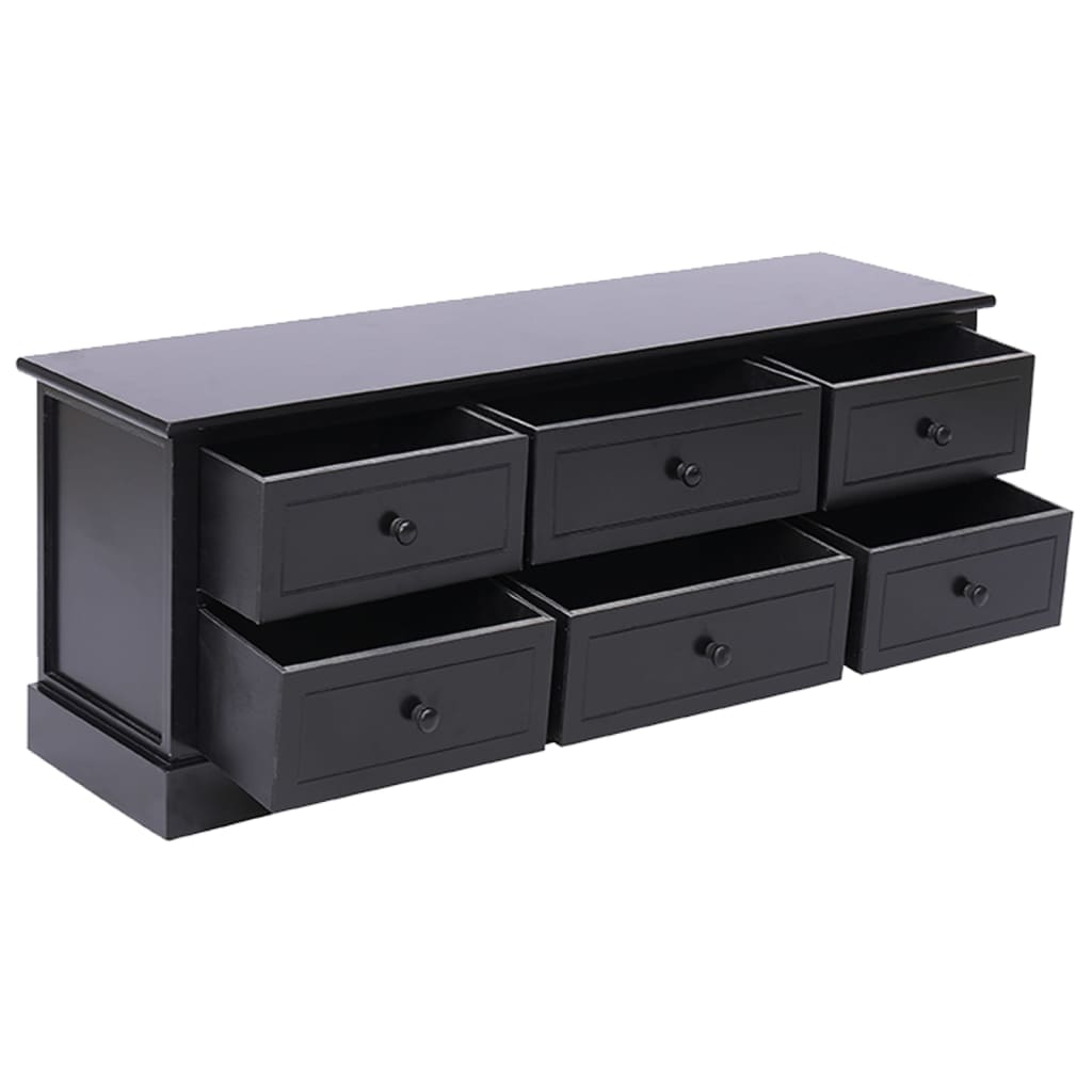 vidaXL Szafka pod TV, czarna, 108x30x40 cm, drewno paulownia