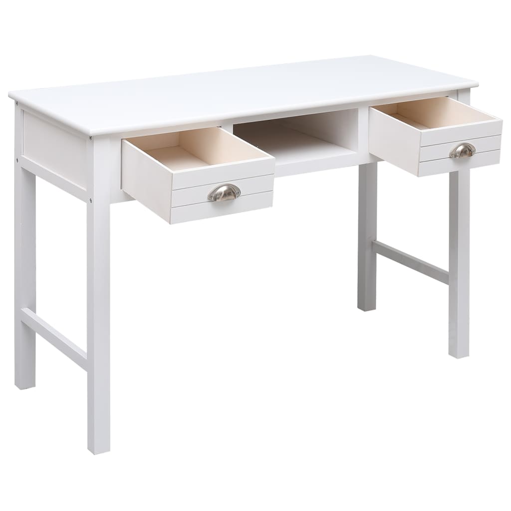 vidaXL Biurko, białe, 108x45x76 cm, lite drewno paulowni