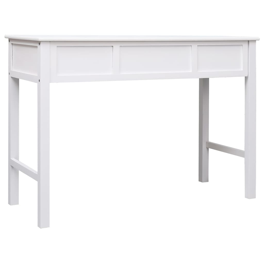 vidaXL Biurko, białe, 108x45x76 cm, lite drewno paulowni