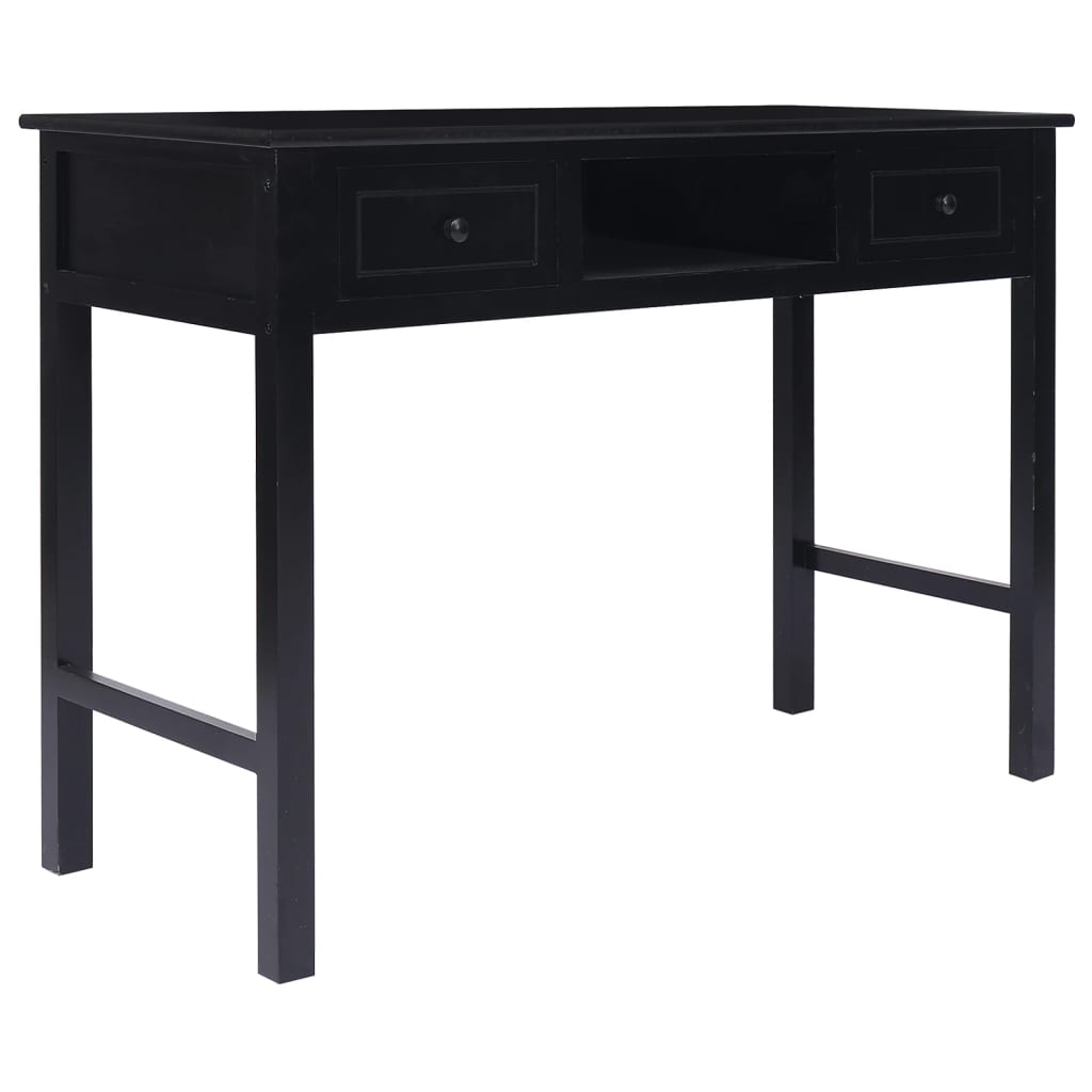 vidaXL Biurko, czarne, 108x45x76 cm, lite drewno paulowni
