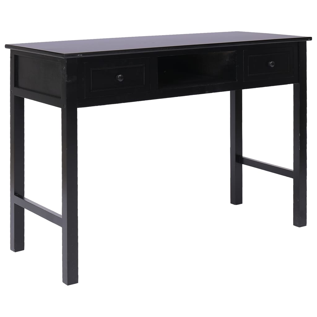 vidaXL Biurko, czarne, 108x45x76 cm, lite drewno paulowni