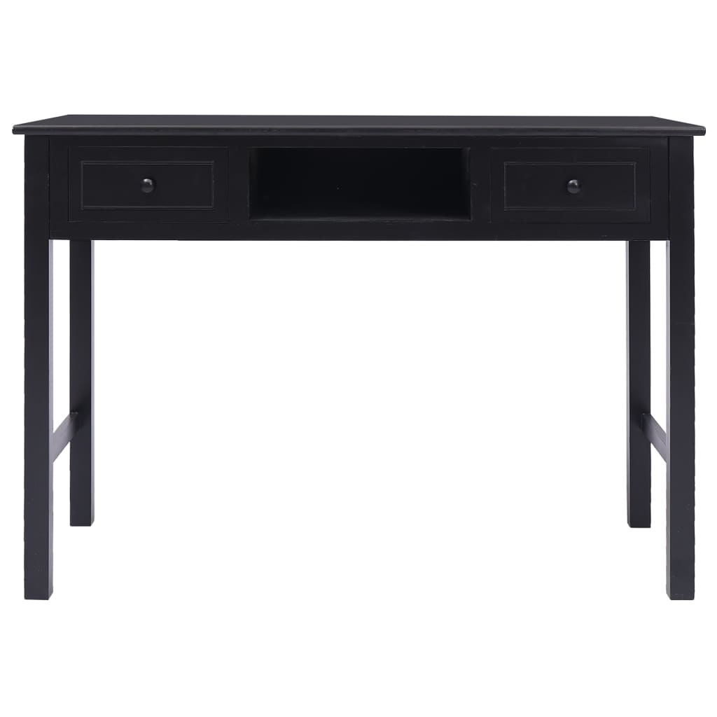 vidaXL Biurko, czarne, 108x45x76 cm, lite drewno paulowni