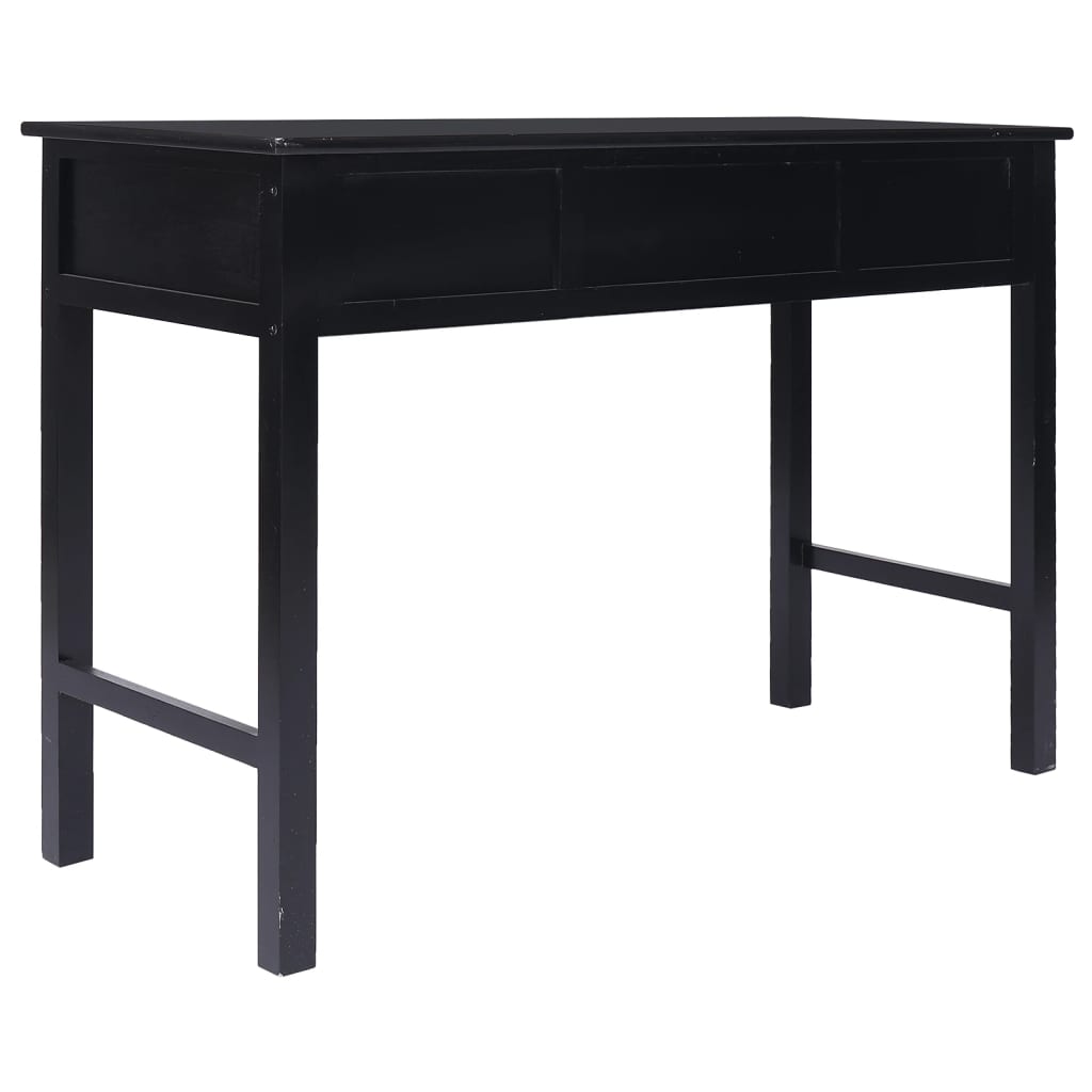 vidaXL Biurko, czarne, 108x45x76 cm, lite drewno paulowni