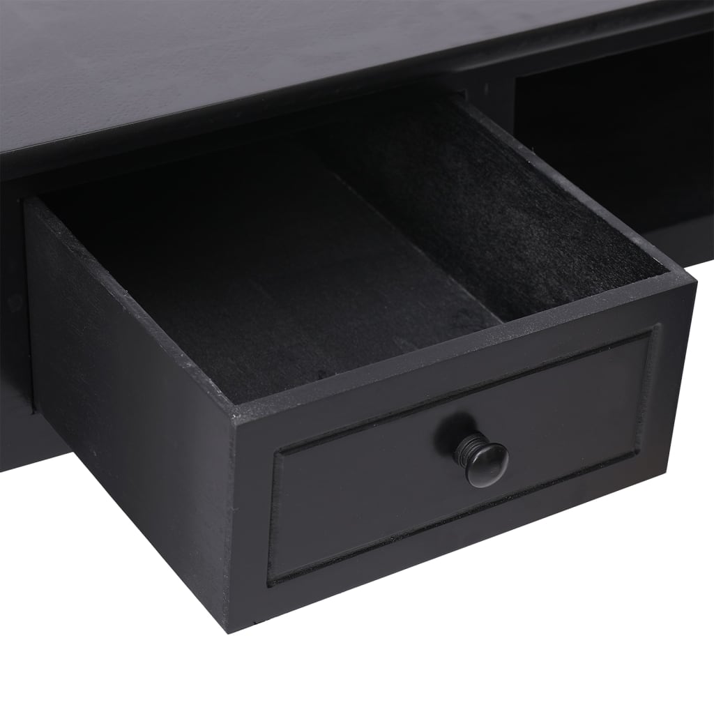 vidaXL Biurko, czarne, 108x45x76 cm, lite drewno paulowni