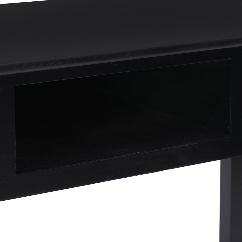 vidaXL Biurko, czarne, 108x45x76 cm, lite drewno paulowni