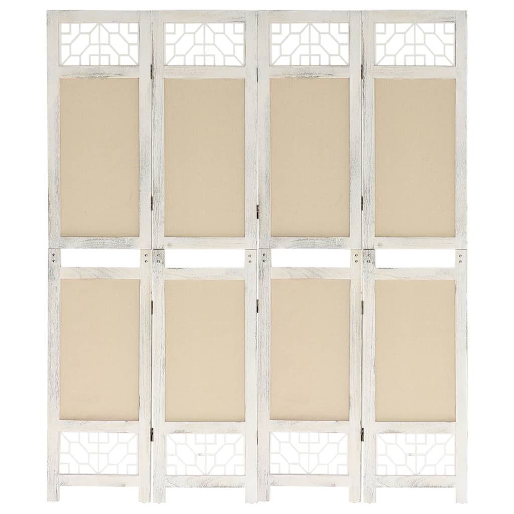 vidaXL Parawan 4-panelowy, kremowy, 140 x 165 cm, tkanina