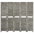 vidaXL Parawan 5-panelowy, szary, 179 x 166 cm, lite drewno