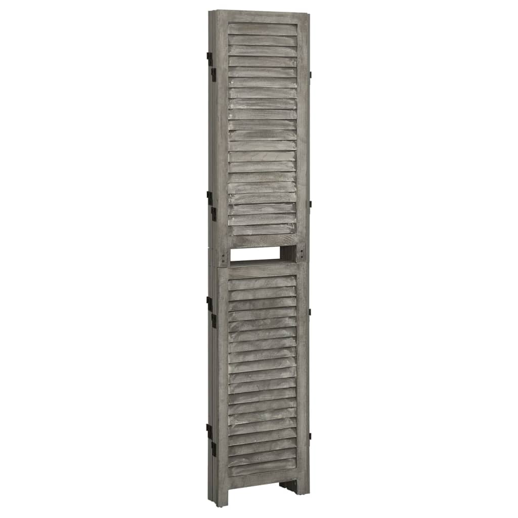 vidaXL Parawan 5-panelowy, szary, 179 x 166 cm, lite drewno