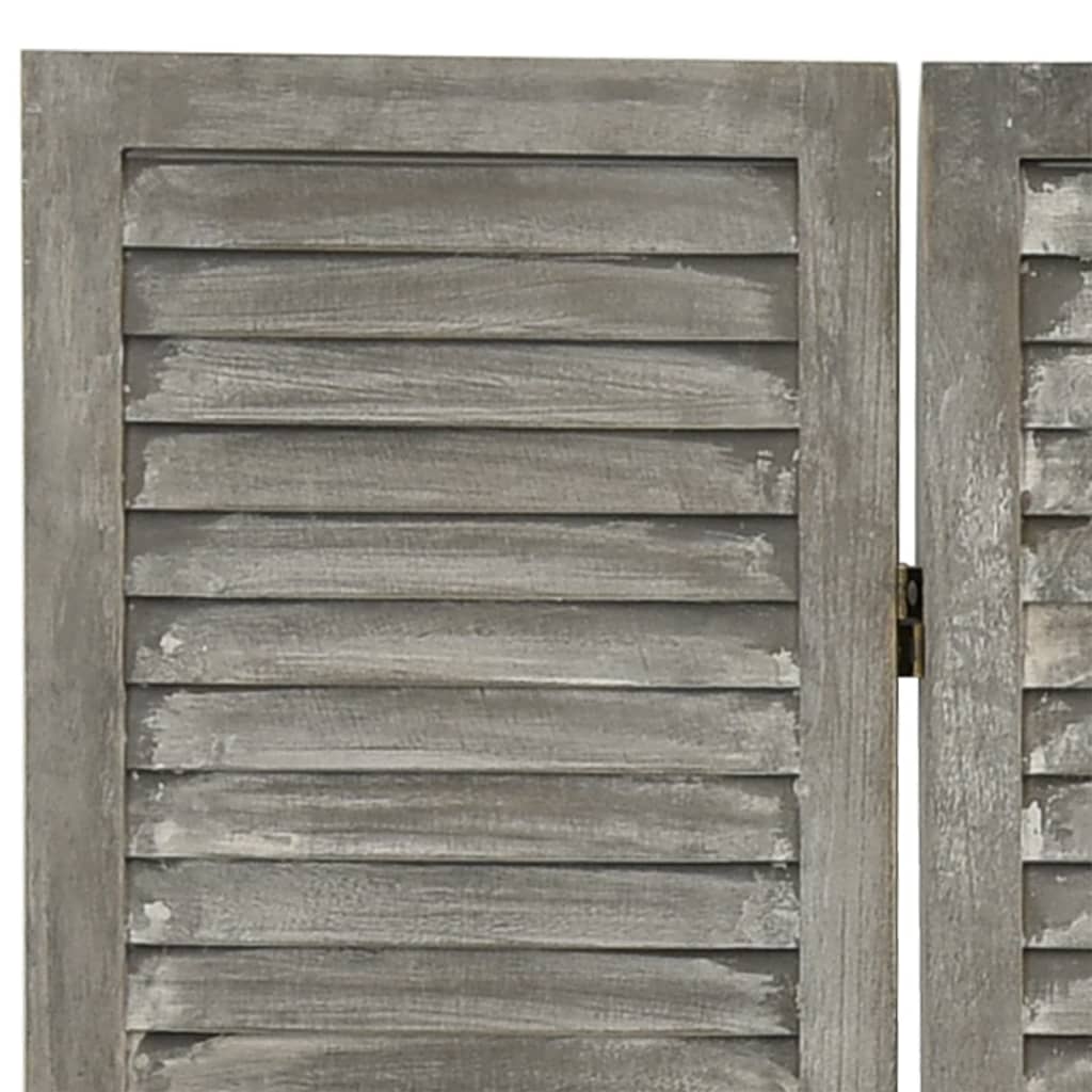 vidaXL Parawan 5-panelowy, szary, 179 x 166 cm, lite drewno