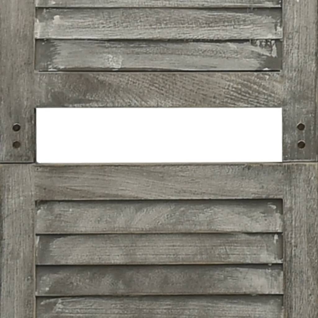 vidaXL Parawan 5-panelowy, szary, 179 x 166 cm, lite drewno