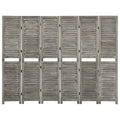 vidaXL Parawan 6-panelowy, szary, 214x166 cm, lite drewno