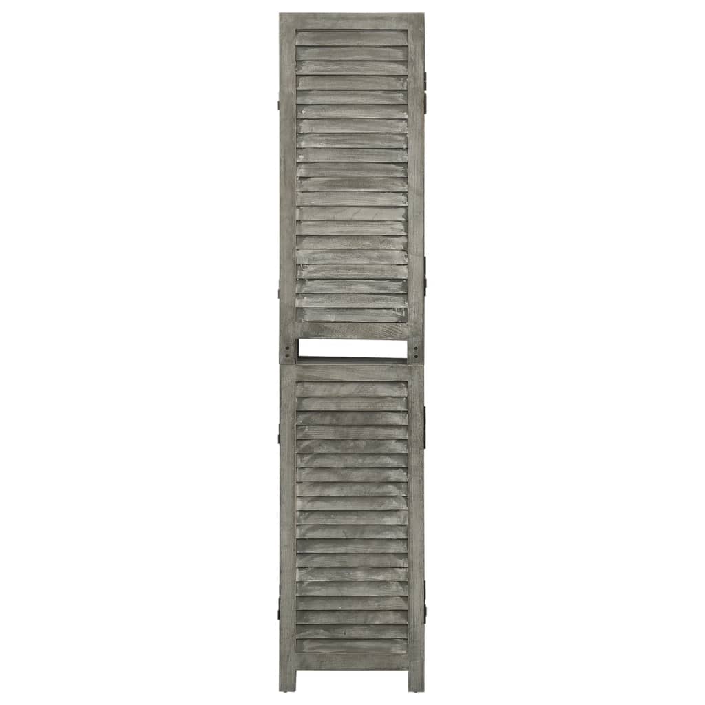 vidaXL Parawan 6-panelowy, szary, 214x166 cm, lite drewno