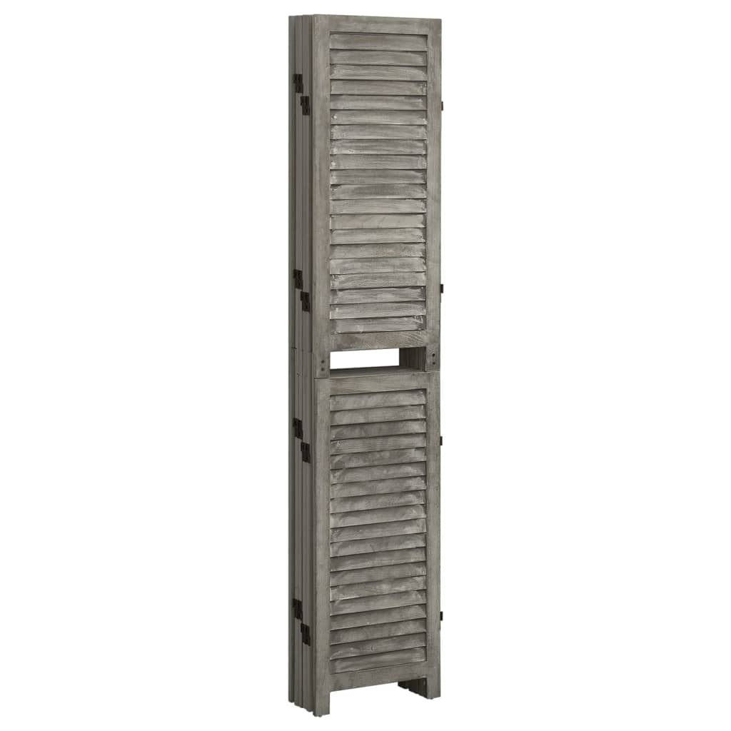vidaXL Parawan 6-panelowy, szary, 214x166 cm, lite drewno