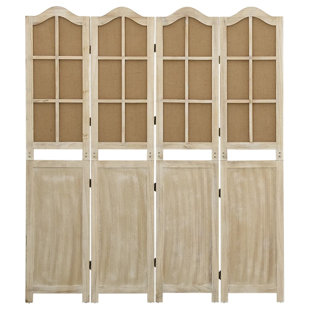 vidaXL Parawan 4-panelowy, brązowy, 140x165 cm, tkanina