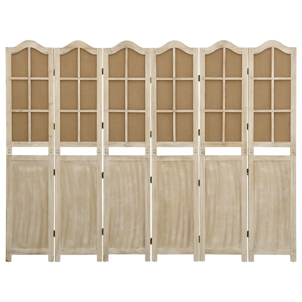 vidaXL Parawan 6-panelowy, brązowy, 214x165 cm, tkanina