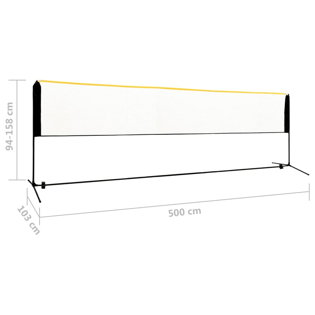 vidaXL Siatka do badmintona, regulowana, 500x103x94-158 cm, metalowa