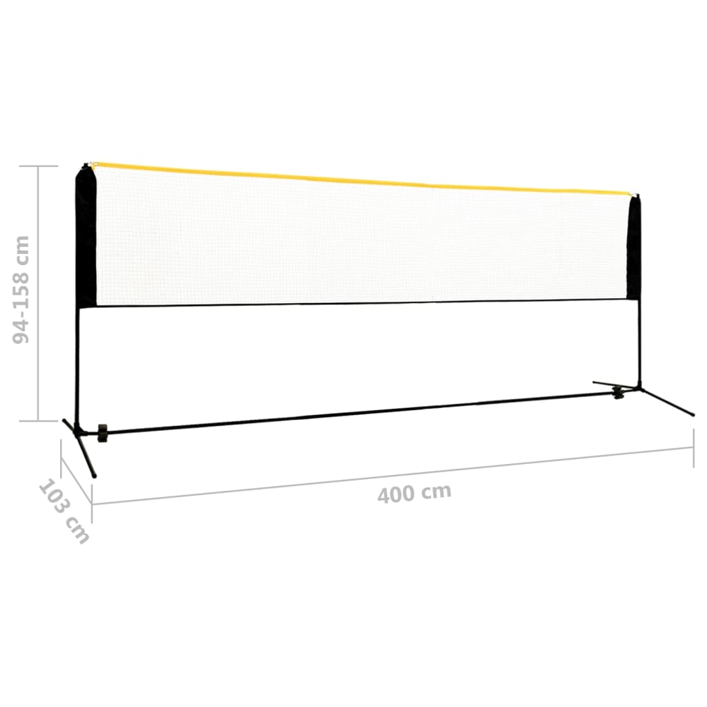 vidaXL Siatka do badmintona, regulowana, 400x103x94-158 cm, metalowa