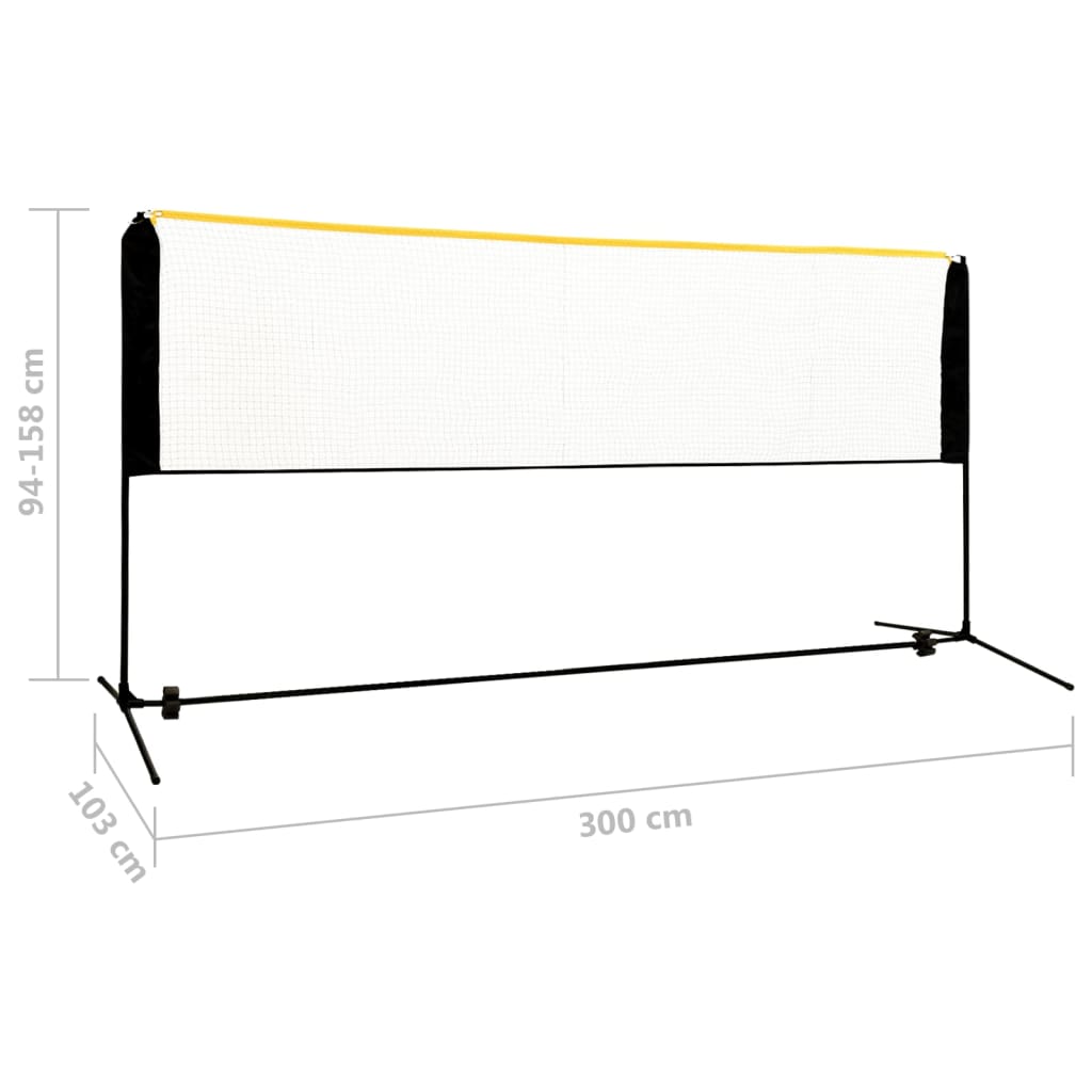vidaXL Siatka do badmintona, regulowana, 300x103x94-158 cm, metalowa