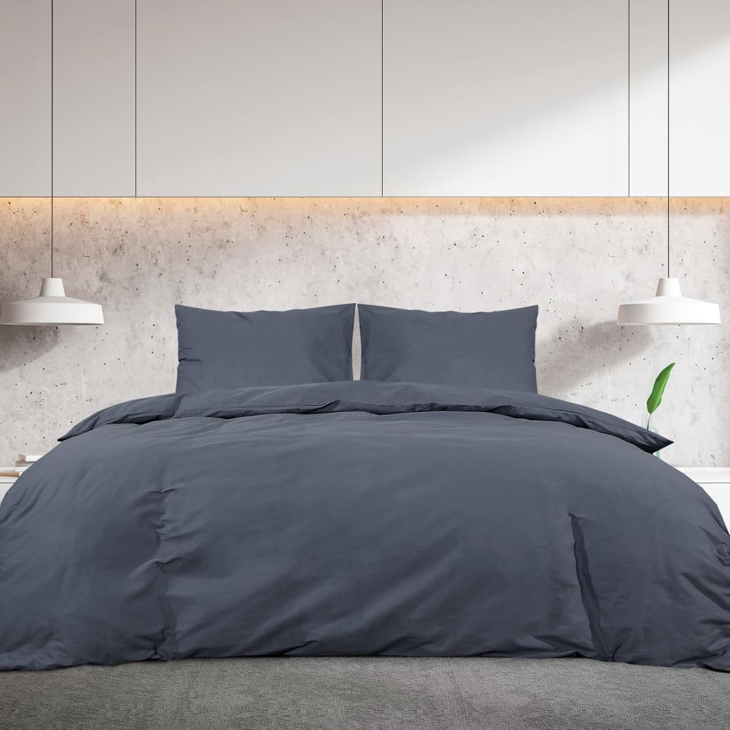 vidaXL Zestaw pościeli, antracytowy, 240x220 cm, lekka mikrofibra