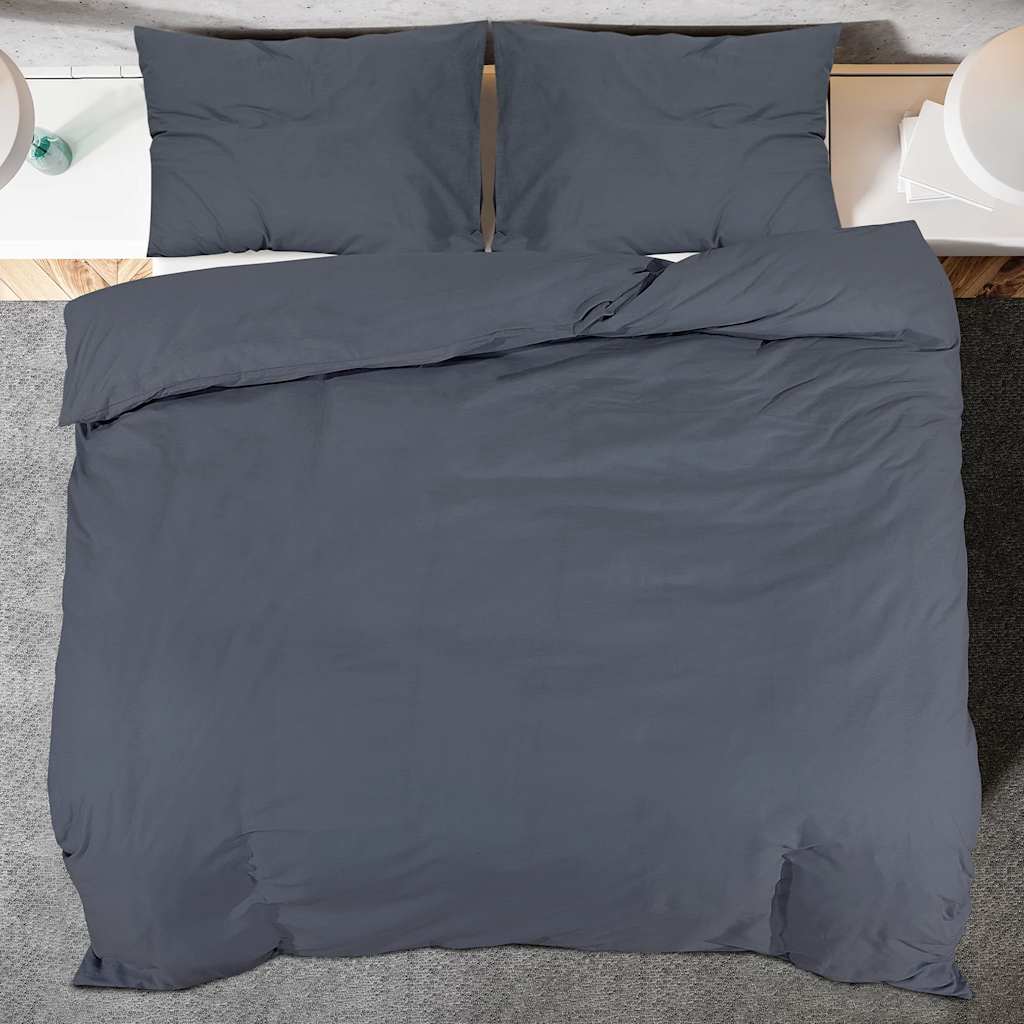 vidaXL Zestaw pościeli, antracytowy, 155x220 cm, lekka mikrofibra