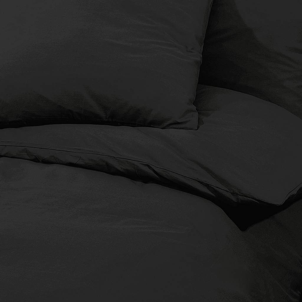 vidaXL Zestaw pościeli, czarny, 260x240 cm, lekka mikrofibra