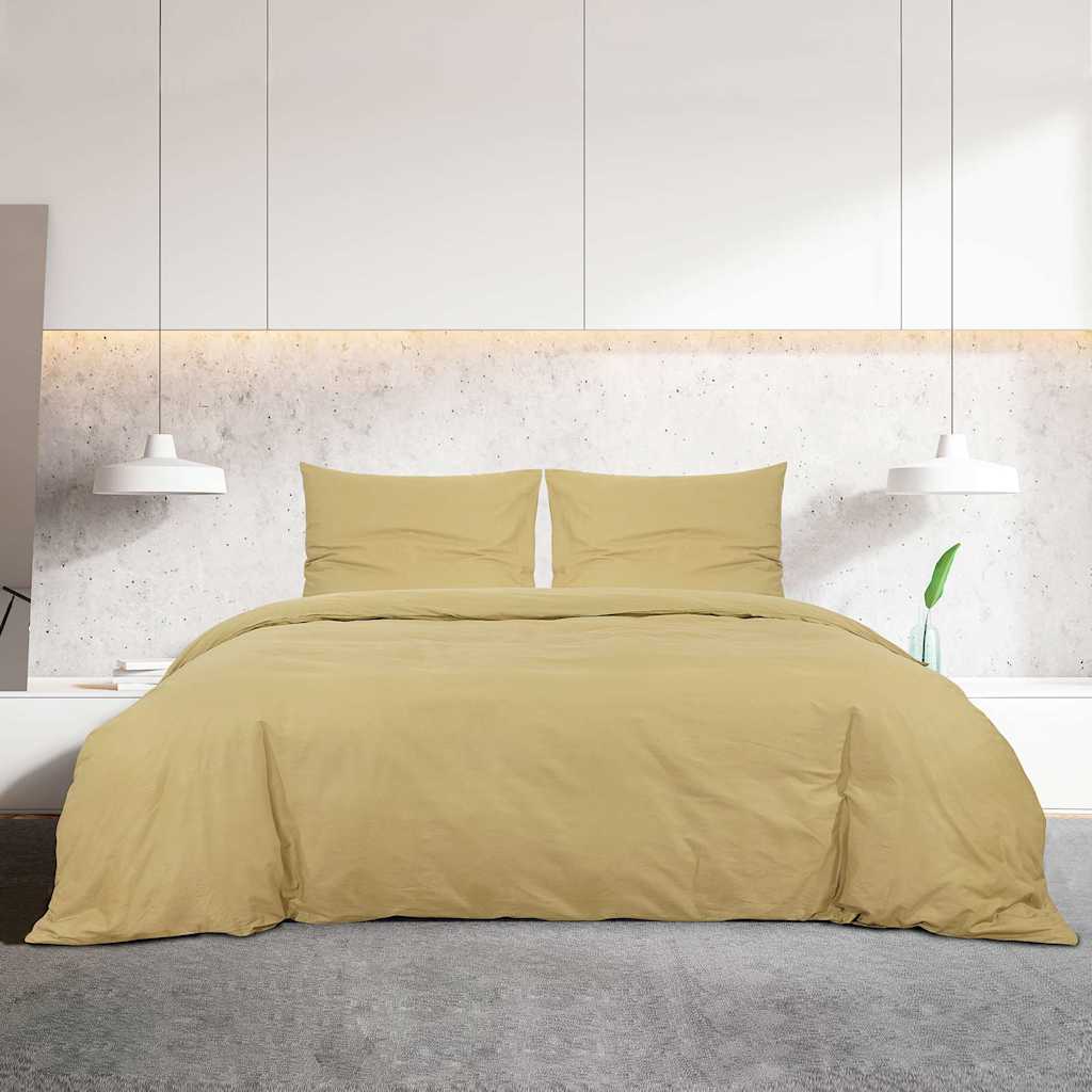 vidaXL Zestaw pościeli, kolor taupe, 200x200 cm, lekka mikrofibra