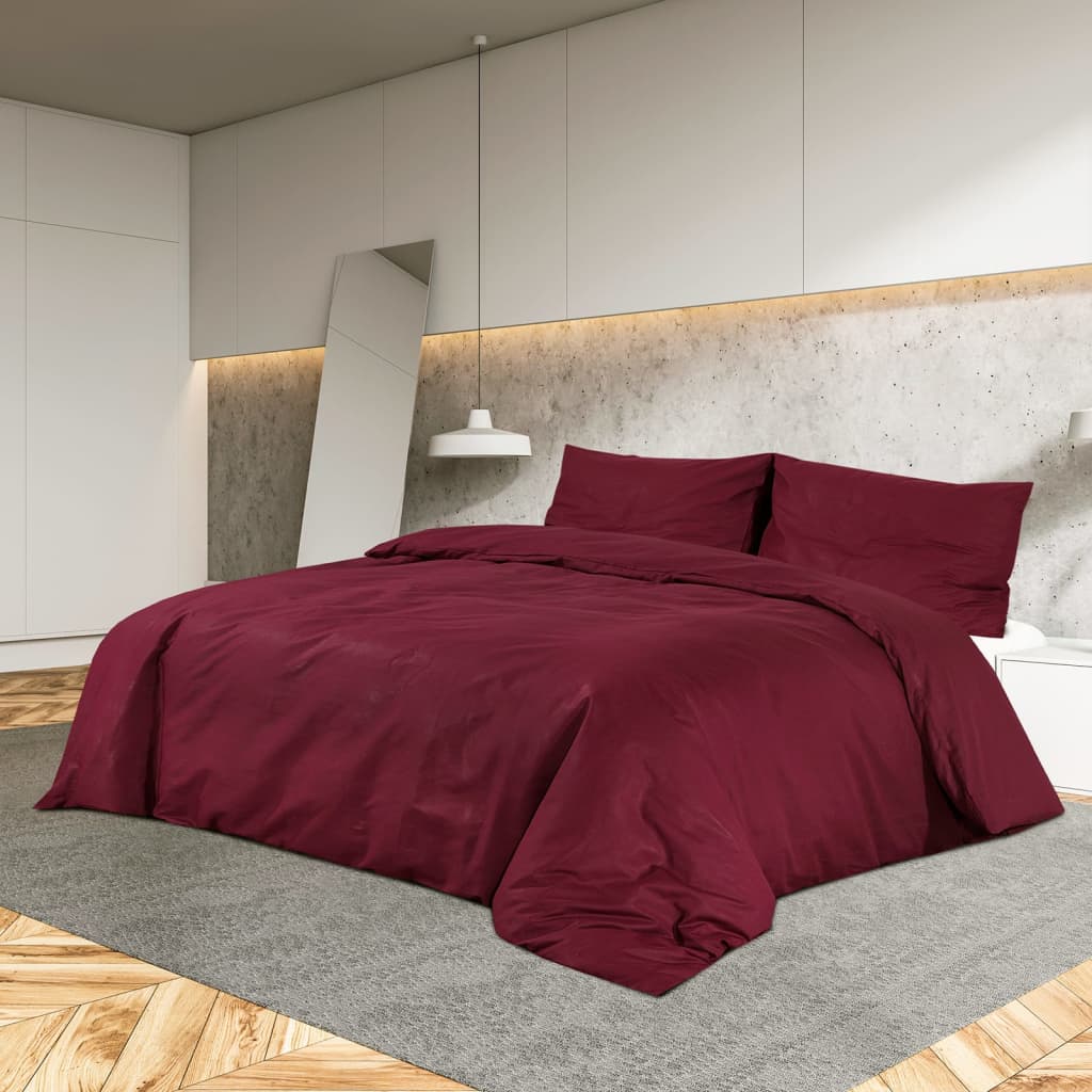 vidaXL Zestaw pościeli, bordowy, 240x220 cm, lekka mikrofibra