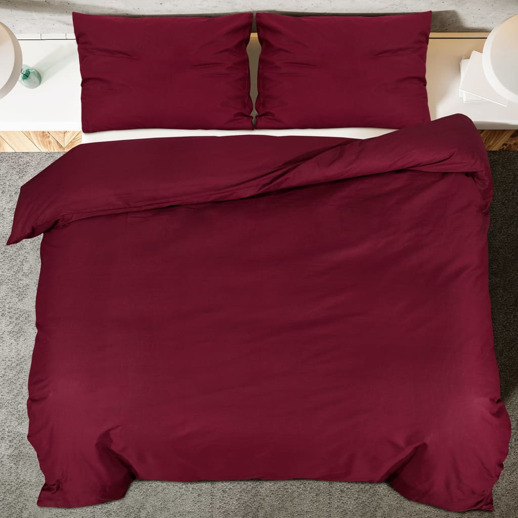 vidaXL Zestaw pościeli, bordowy, 200x220 cm, lekka mikrofibra
