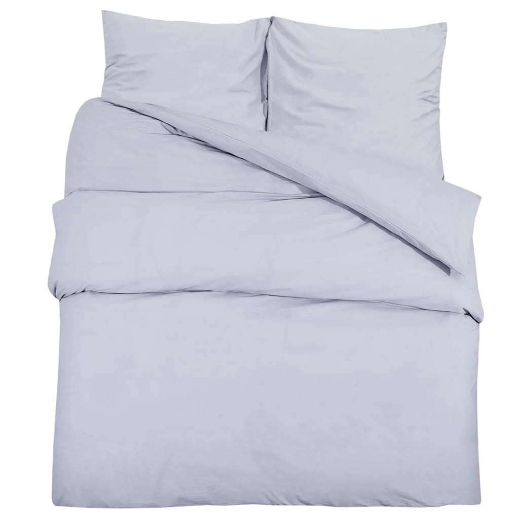vidaXL Zestaw pościeli, szary, 155x220 cm, bawełna