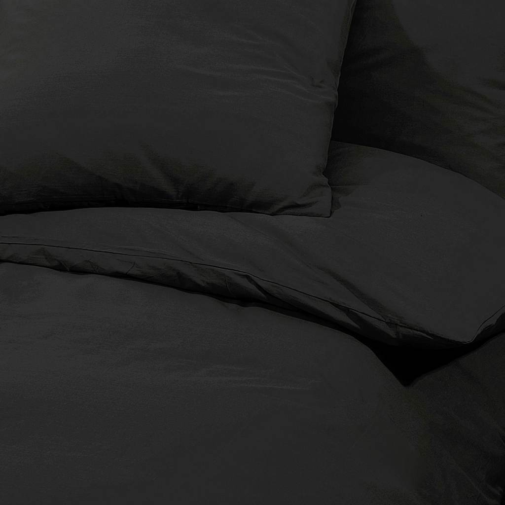 vidaXL Zestaw pościeli, czarny, 260x240 cm, bawełna