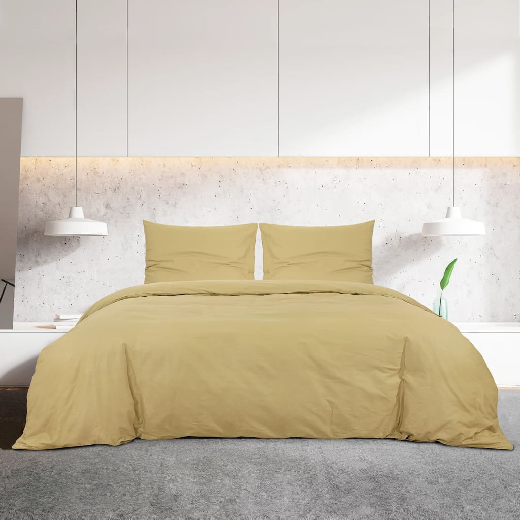 vidaXL Zestaw pościeli, kolor taupe, 135x200 cm, bawełna