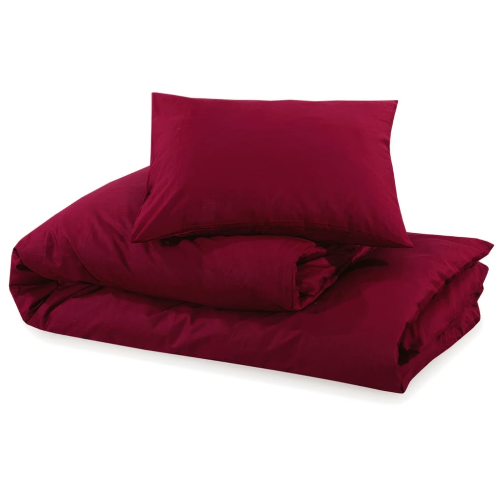 vidaXL Zestaw pościeli, bordowy, 135x200 cm, bawełna