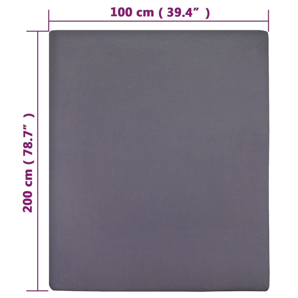 vidaXL Prześcieradło, antracytowe, 100x200 cm, dżersej bawełniany