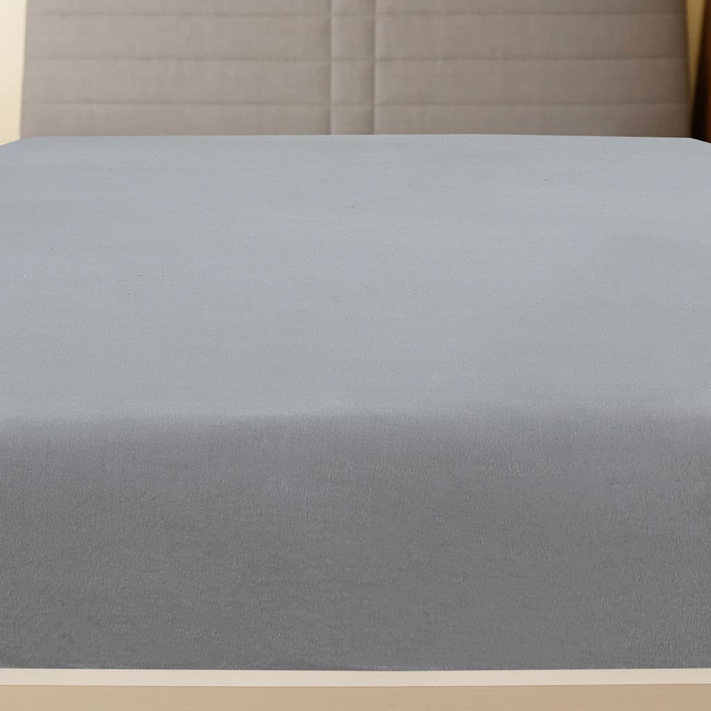 vidaXL Prześcieradło, szare, 140x200 cm, dżersej bawełniany