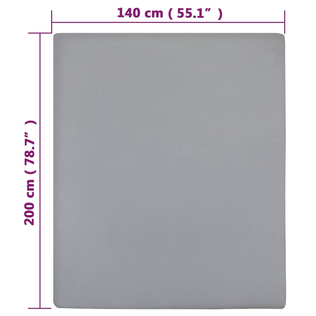 vidaXL Prześcieradła, 2 szt., szare, 140x200 cm, dżersej bawełniany