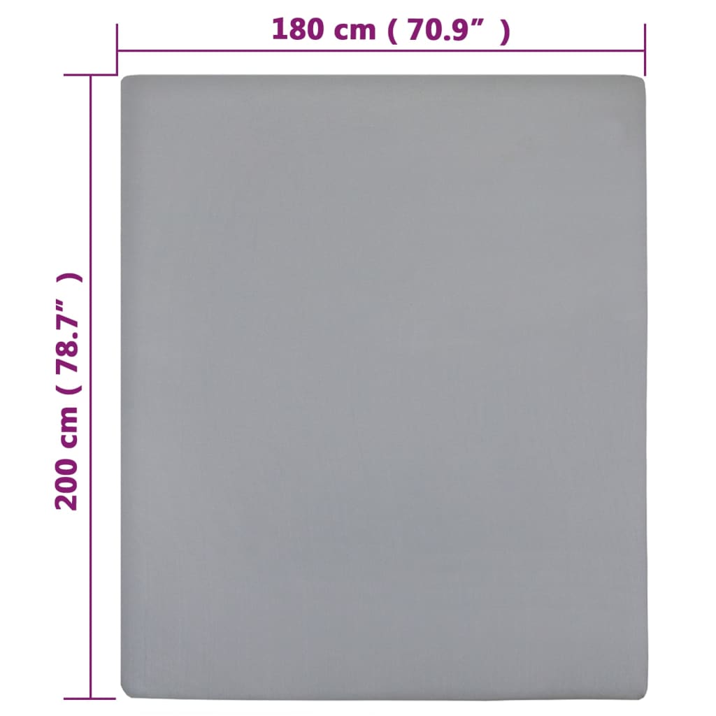 vidaXL Prześcieradła, 2 szt., szare, 180x200 cm, dżersej bawełniany