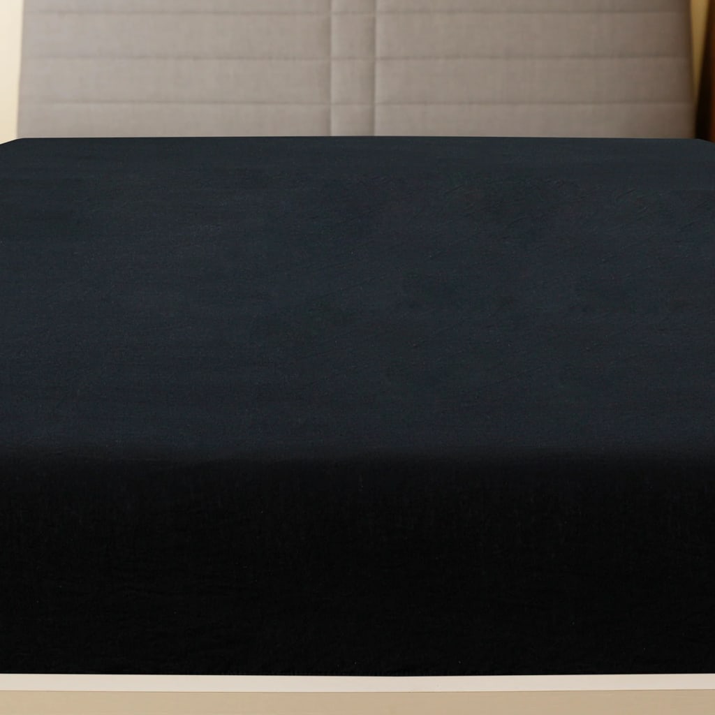 vidaXL Prześcieradła, 2 szt., czarne, 90x200 cm, dżersej bawełniany