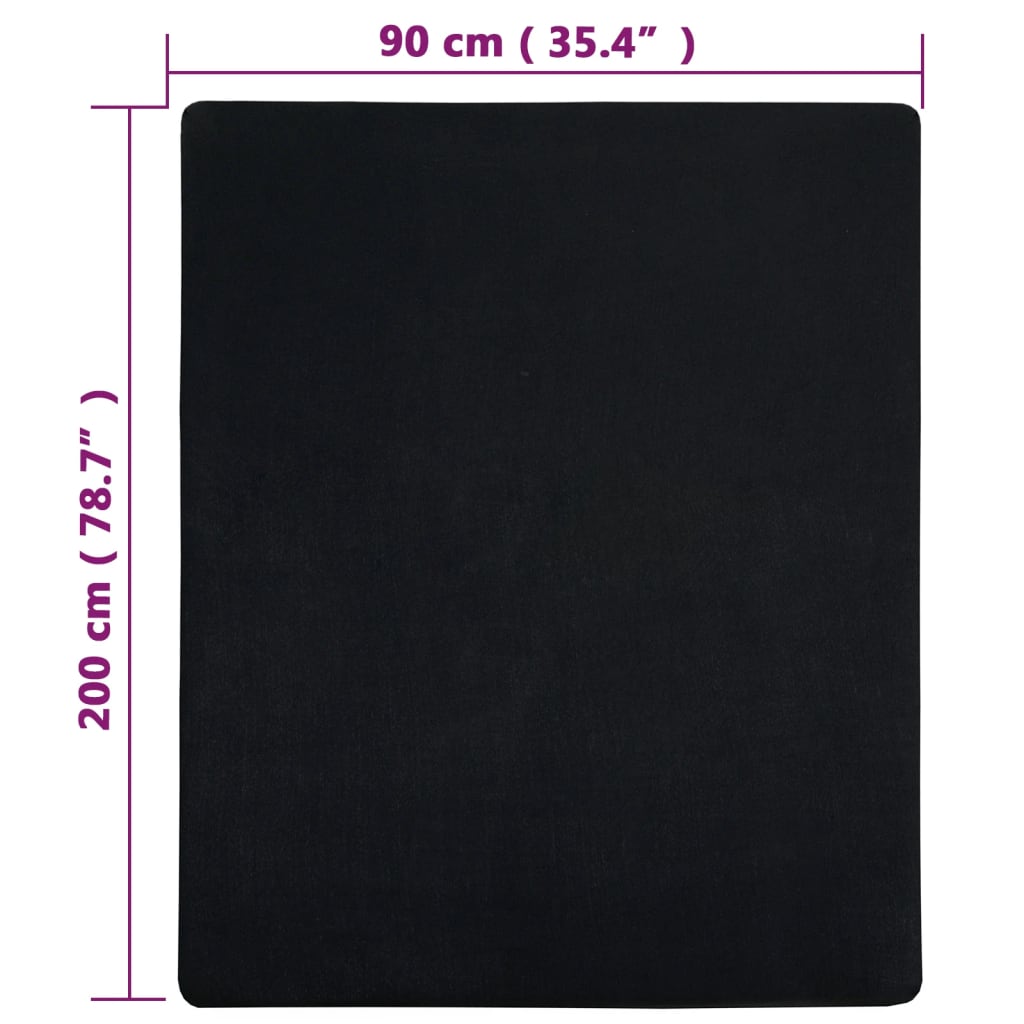 vidaXL Prześcieradła, 2 szt., czarne, 90x200 cm, dżersej bawełniany