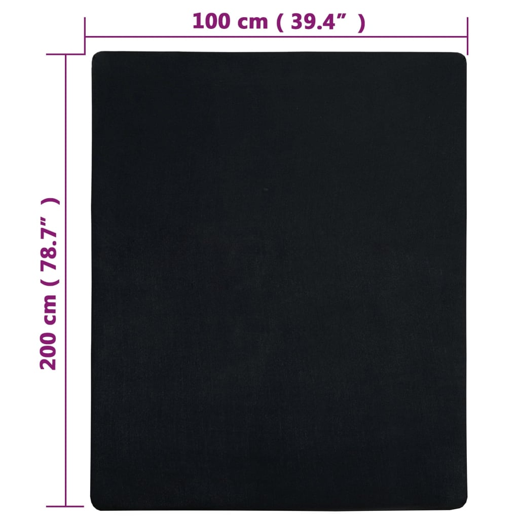 vidaXL Prześcieradła, 2 szt., czarne, 100x200 cm, dżersej bawełniany