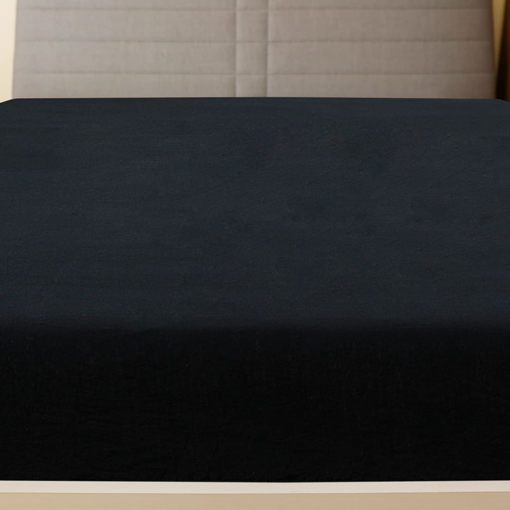 vidaXL Prześcieradło, czarne, 140x200 cm, dżersej bawełniany