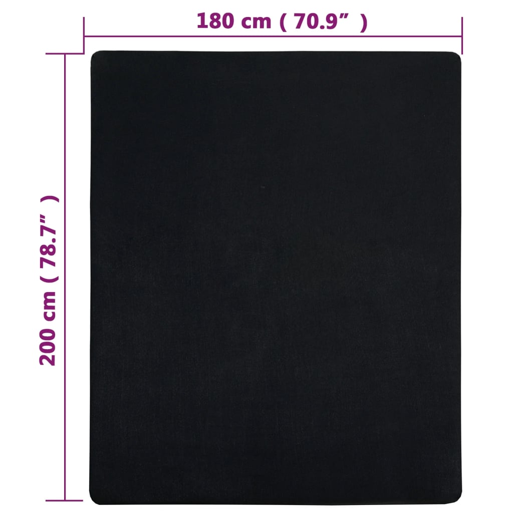 vidaXL Prześcieradło, czarne, 180x200 cm, dżersej bawełniany