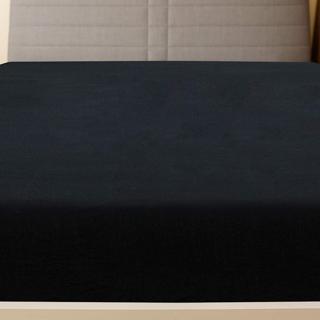 vidaXL Prześcieradła, 2 szt., czarne, 180x200 cm, dżersej bawełniany