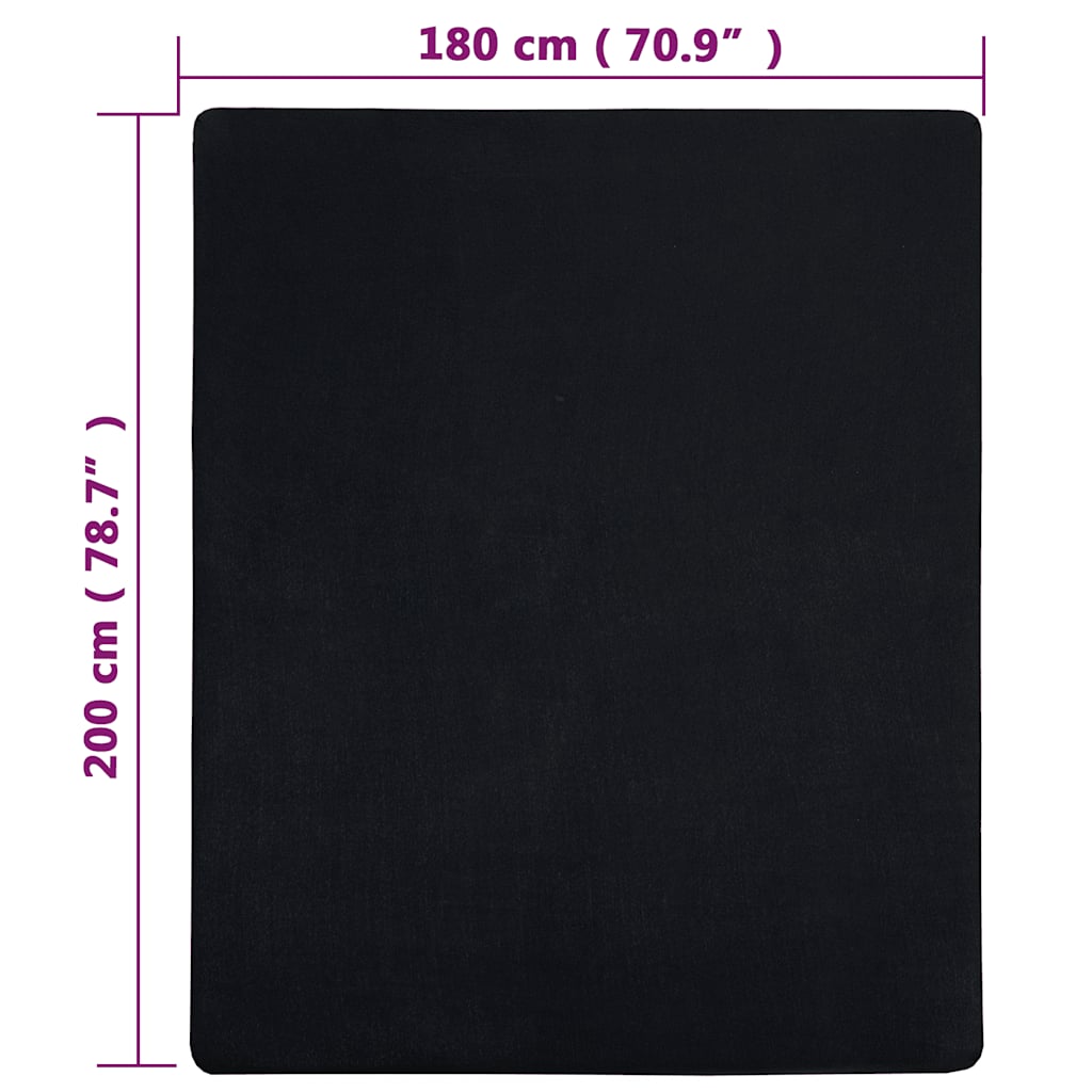 vidaXL Prześcieradła, 2 szt., czarne, 180x200 cm, dżersej bawełniany