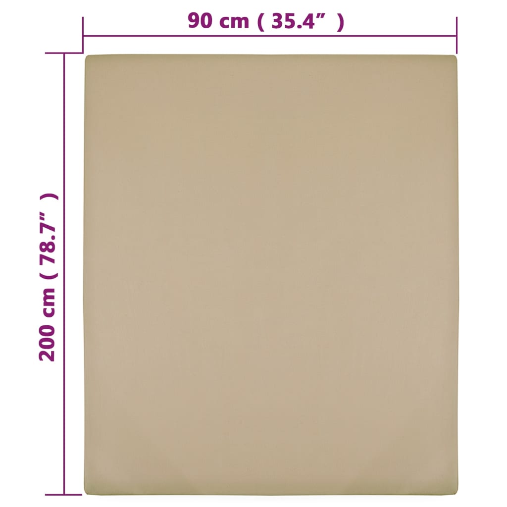 vidaXL Prześcieradło, taupe, 90x200 cm, dżersej bawełniany