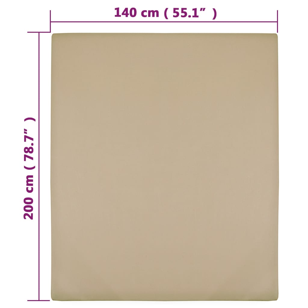 vidaXL Prześcieradło, taupe, 140x200 cm, dżersej bawełniany