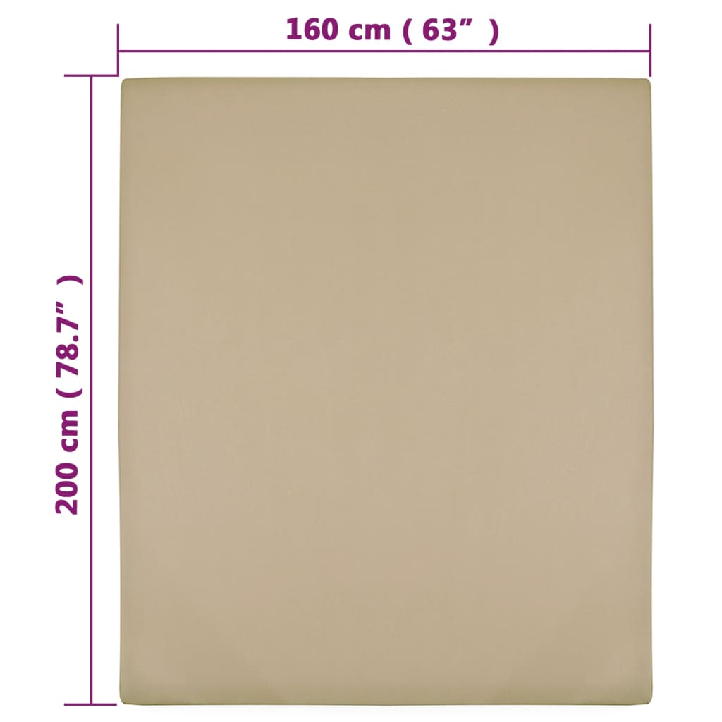 vidaXL Prześcieradło, taupe, 160x200 cm, dżersej bawełniany