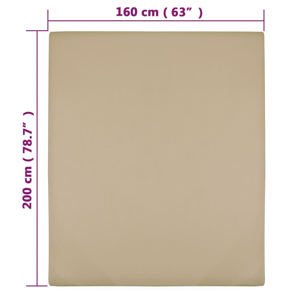 vidaXL Prześcieradła, 2 szt., taupe, 160x200 cm, dżersej bawełniany