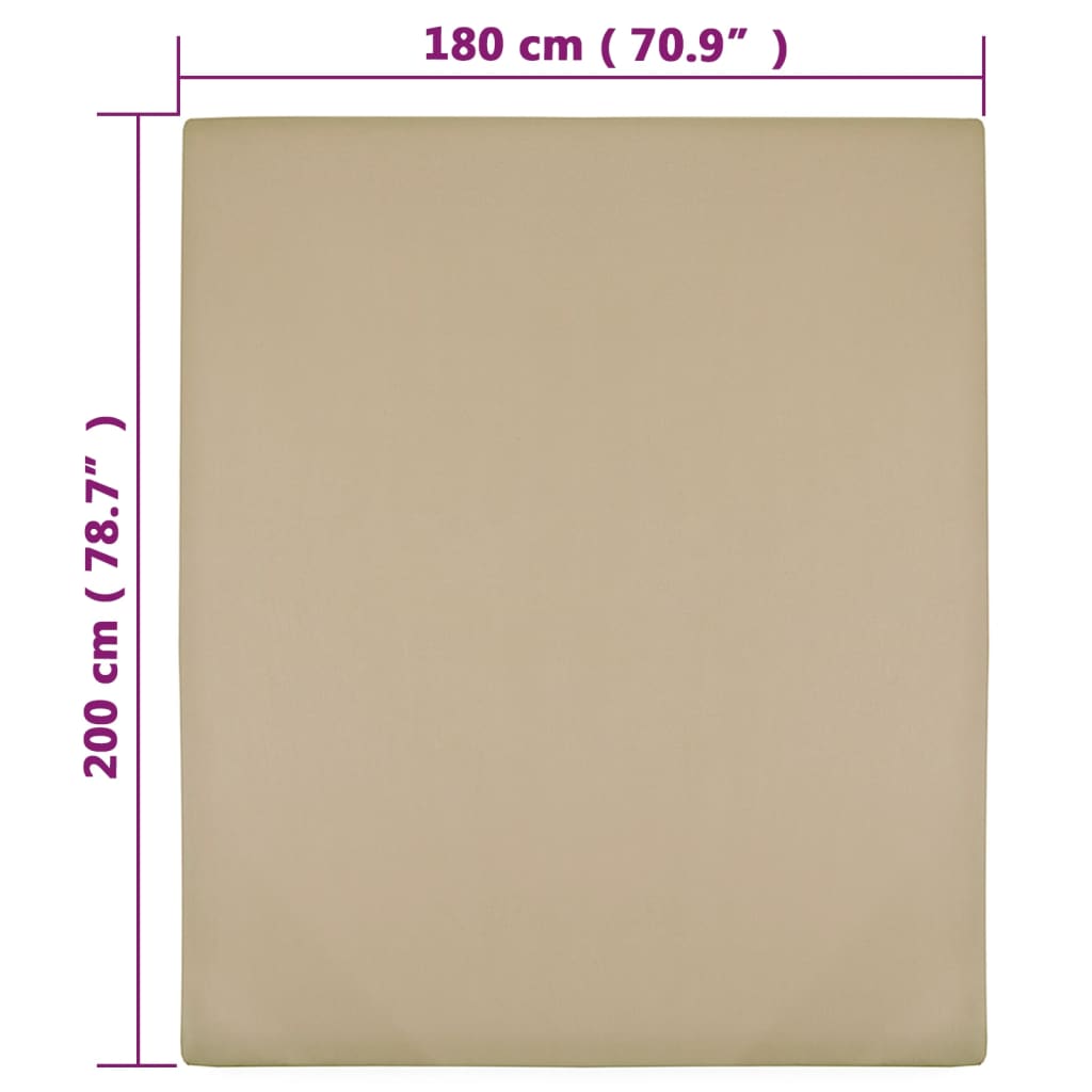 vidaXL Prześcieradła, 2 szt., taupe, 180x200 cm, dżersej bawełniany