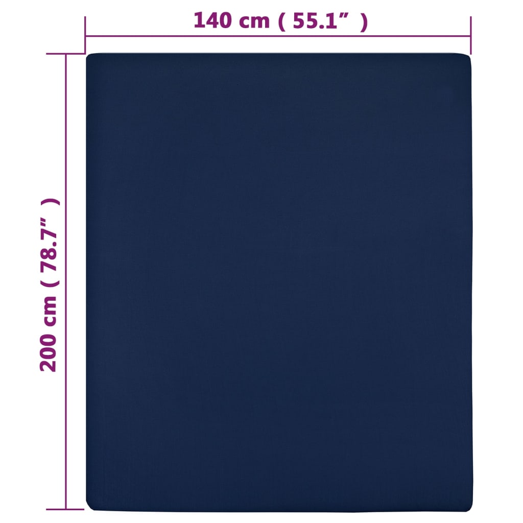 vidaXL Prześcieradła, 2 szt., granatowe, 140x200cm, dżersej bawełniany