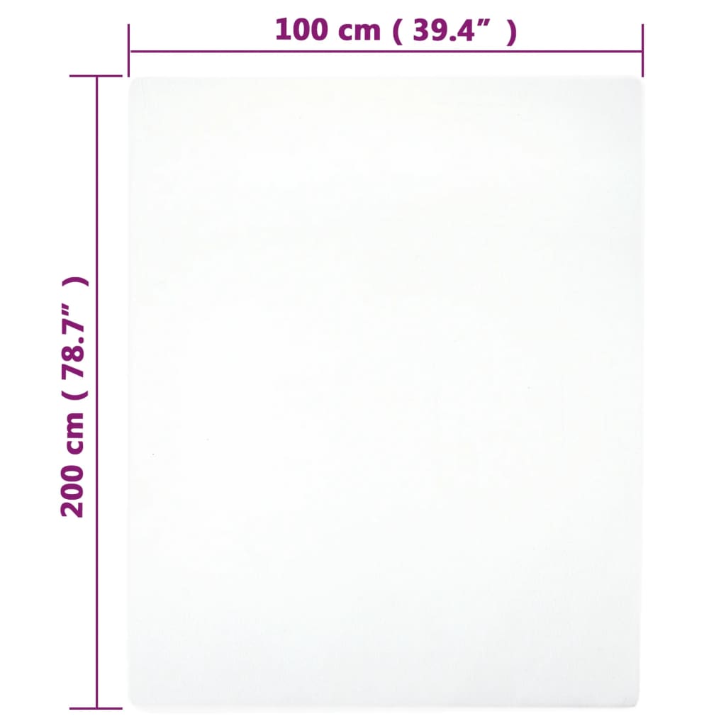 vidaXL Prześcieradło, białe, 100x200 cm, dżersej bawełniany